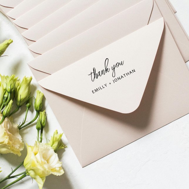 Carimbo Auto Entintado Simple Modern Handwriting Wedding Thank You (Criador carregado)