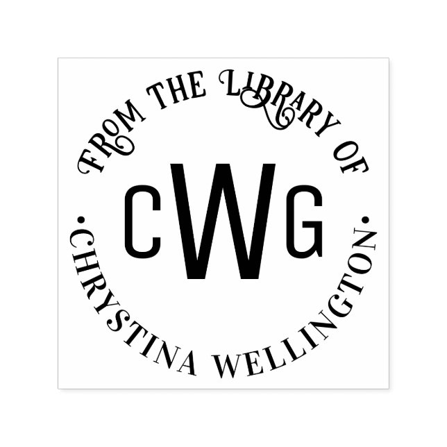 Carimbo Auto Entintado Simples 3 Letra Inicial Monograma #1 Biblioteca Bo (Design)