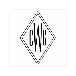 Carimbo Auto Entintado Simples 3 Letra Inicial Monograma #5 Frame Diamond