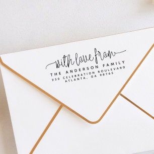 Carimbo Auto Entintado Simples Com Amor Do Nome Da Família E Endereço De