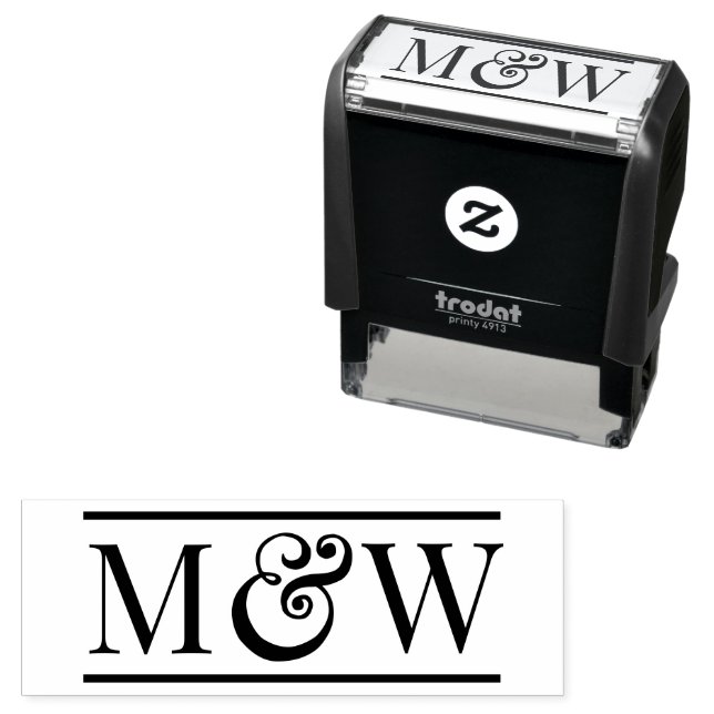 Carimbo Auto Entintado Simples Elegante Noiva Casamento 2 Init Monograma (In Situ)