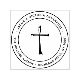 Carimbo Auto Entintado Simples Mão Desenhada Endereço de Regresso Cristão