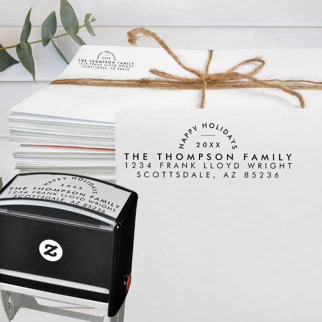 Carimbo Auto Entintado Simples Moderno Mínimo de Regresso Natal (Criador carregado)