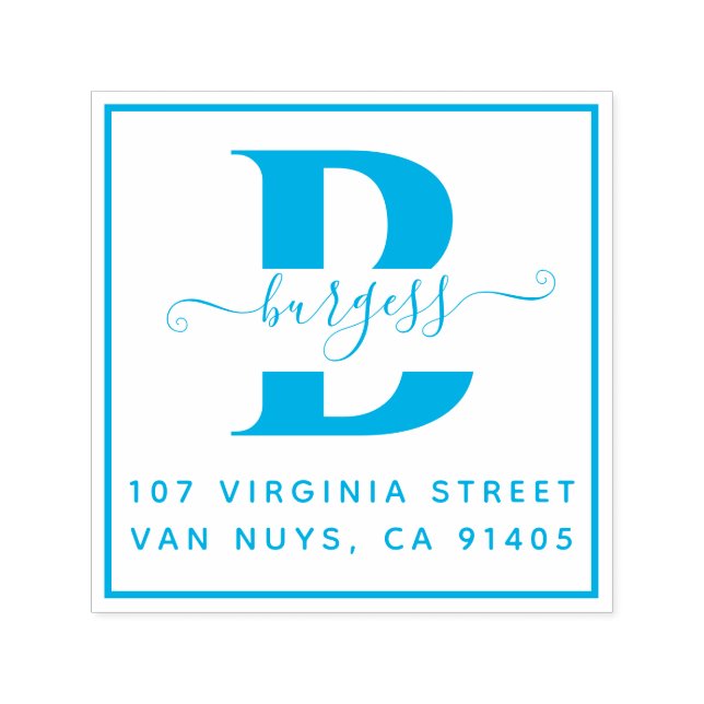 Carimbo Auto Entintado Simples Quadrado Monográfico Manuscrito (Design)