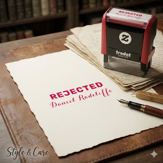 Carimbo Auto Entintado Simples 'REJEITADO' com Assinatura Personalizada (Simple 'REJECTED' with Custom Signature Self-inking Stamp)
