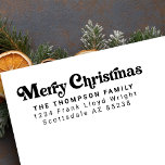 Carimbo Auto Entintado Simples Trendy Retro Merry Christmas Return Endere<br><div class="desc">Adicione um toque na moda e festivo à sua correspondência de feriado com o Carimbo Simples Trendy Retro Merry Christmas Return Address Self-Inking Stamp. Apresentando uma tipografia vintage ousada e minimalista, este selo traz uma mistura do clássico encanto de Natal tradicional com um design moderno e limpo. Perfeito por adicionar...</div>