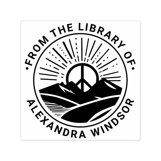 Carimbo Auto Entintado Sinal de Paz Montanhas Sunrise Nome do Livro da Bi (Design)