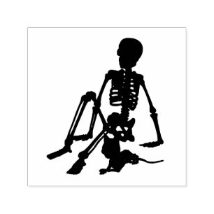 Carimbo Auto Entintado Skeleton Boy e sua arte de bicho de estimação