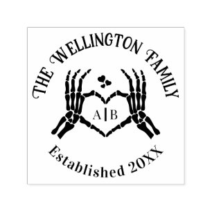 Carimbo Auto Entintado Skeleton Mãos Cardíaco Sinal #1P Nome da Família D