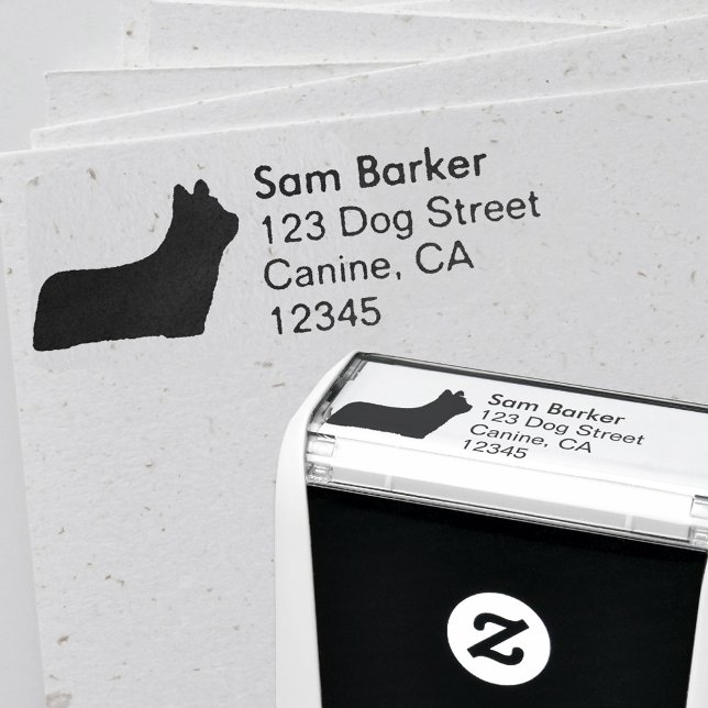 Carimbo Auto Entintado Skye Terrier Dog Brey Silhouette Return Endereço (Criador carregado)