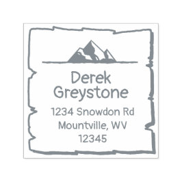 Carimbo Auto Entintado Snowy Mountain Country Lodge Rustic Wood Block