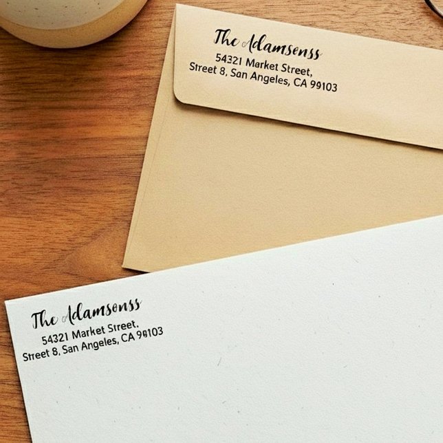 Carimbo Auto Entintado Sobrenome & Endereço | Endereço de Remetente Elega (custom family address stamp, self inking return address stamp)