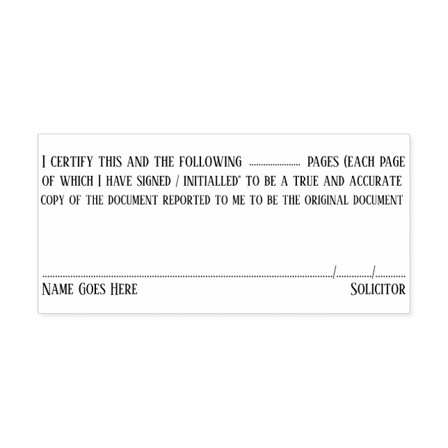 Carimbo Auto Entintado Solicitor certifica as páginas do documento verdad (Design)