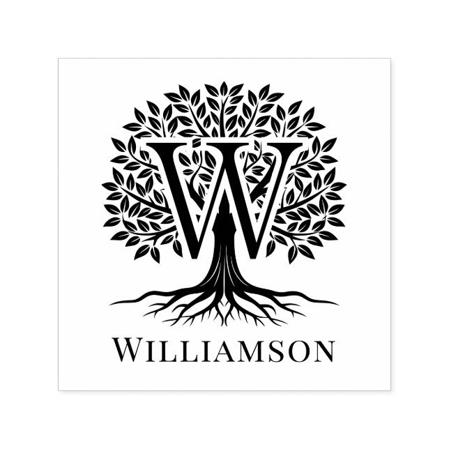 Carimbo Auto Entintado Solteiro Negrito Inicial Sobre Árvore Nome da Vida (Design)