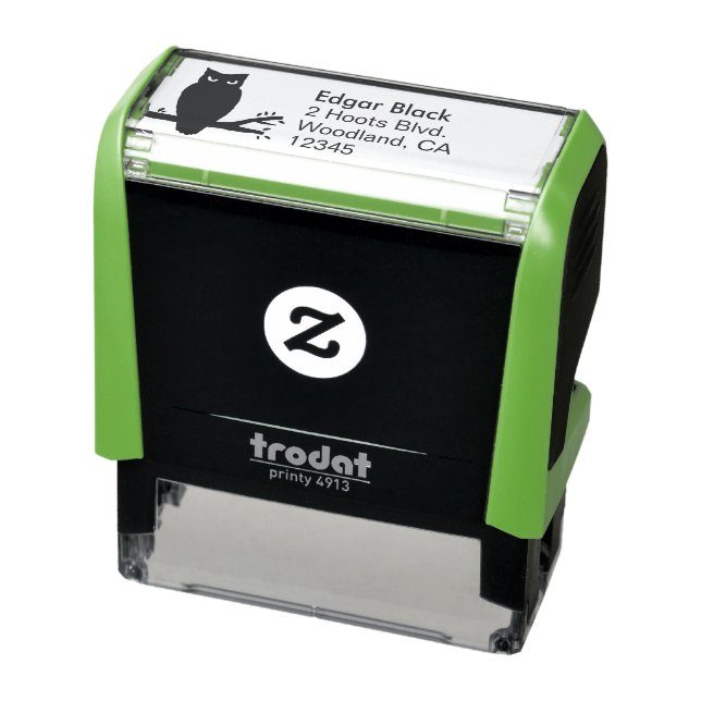 Carimbo Auto Entintado Spooky Night Owl Silhouette Endereço de Devolução (Produto)