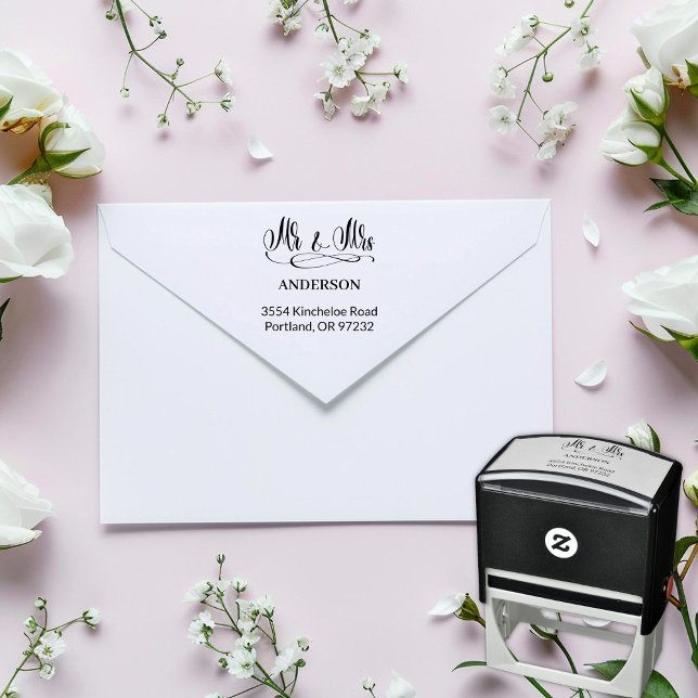 Carimbo Auto Entintado Sr. e Sra. Elegante - Caligrafia com Serif Font (Criador carregado)