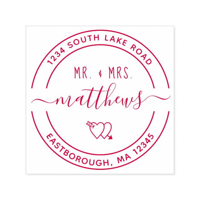 Carimbo Auto Entintado Sr. & Sra. Heart 8 Endereço de Retorno da Ronda Pe (Design)