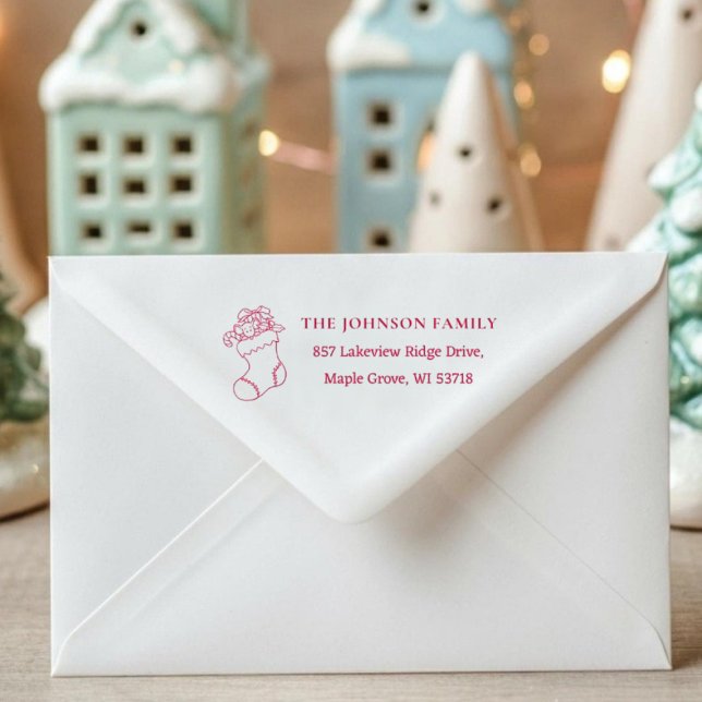 Carimbo Auto Entintado [Stocking Stamp] Custom Christmas Card Address ([Stocking Stamp] Custom Christmas Card Address Self-inking Stamp)