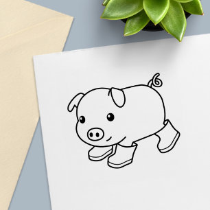 Carimbo Auto Entintado Suíno-branco em botas de borracha