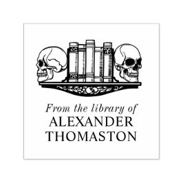 Carimbo Auto Entintado Suportes de crânio gótico em uma prateleira de bib