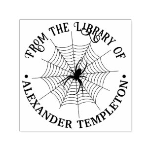 Carimbo Auto Entintado Teia de Aranha & Silhueta de Aranha #2 Da Bibliote
