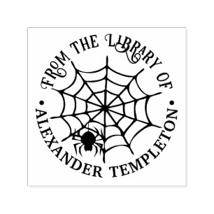 Carimbo Auto Entintado Teia de Aranha & Silhueta de Aranha Da Biblioteca
