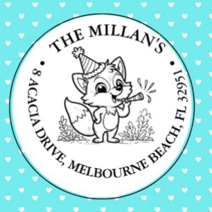 Carimbo Auto Entintado tema da raposa de festa de aniversário