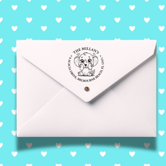 Carimbo Auto Entintado tema do elefante do chá de fraldas (Celebrate your baby shower with our adorable Elephant theme self-inking stamp)