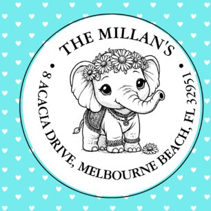 Carimbo Auto Entintado Tema do Elefante para Bebês