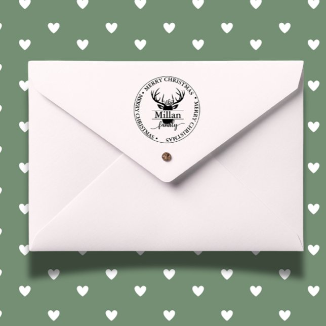 Carimbo Auto Entintado Tema do Monograma Dividido no Natal da Família ( Make every card and gift extra special this festive season!)