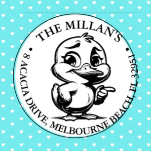 Carimbo Auto Entintado Tema do Pato Feliz e Cheeky