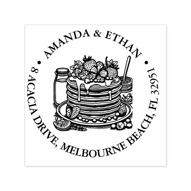 Carimbo Auto Entintado Tema do snack Pancake Quente (Design)