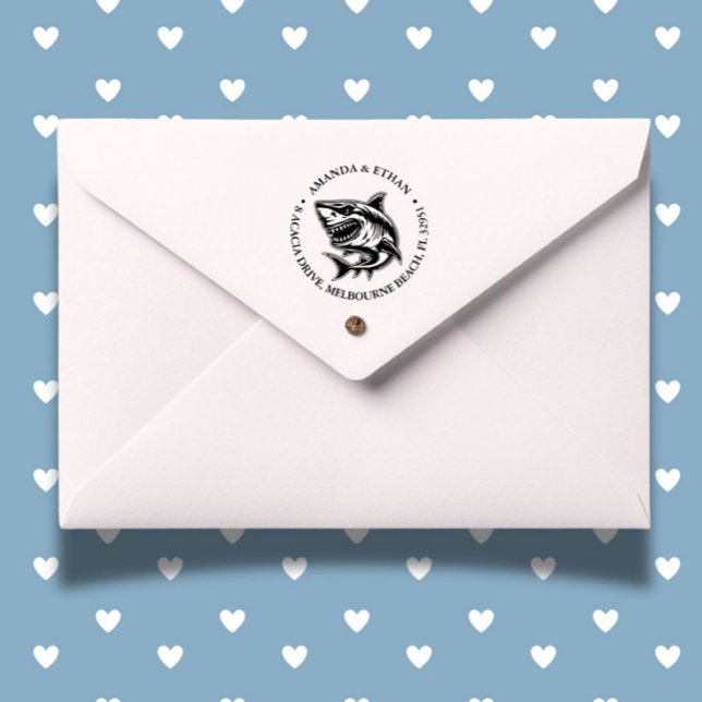 Carimbo Auto Entintado Tema do Tubarão Branco Zangado (perfect for planners or notes. Add a creative touch with this unique stamp today!)