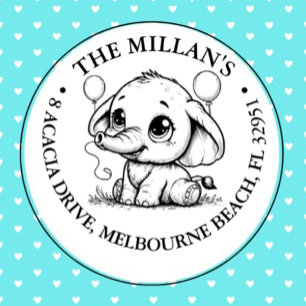 Carimbo Auto Entintado tema Elefante de festa de aniversário