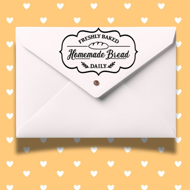 Carimbo Auto Entintado Tema Homemade da padaria do pão (Personalize your homemade bread with our Bread Bakery Homemade Theme Self-inking Stamp.)