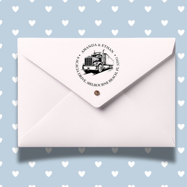 Carimbo Auto Entintado Tema Semi Truck (Personalize your paperwork with our Semi Truck Theme Self-inking Stamp. )