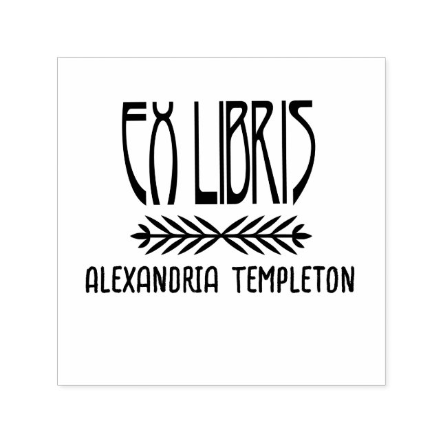 Carimbo Auto Entintado Texto Deco da Ex-Libris Arte Botânica 3 Biblioteca (Design)