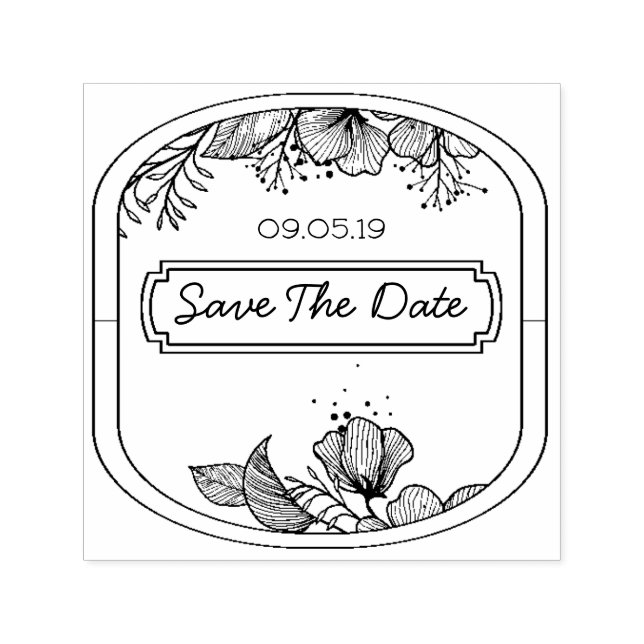 Carimbo Auto Entintado Texto desenhado à mão, quadro monograma, planta fl (Design)