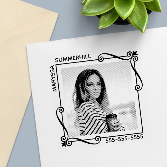 Carimbo Auto Entintado Texto Personalizado de Fotografia de Quadro Quadra (Criador carregado)