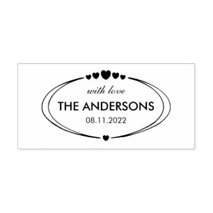 Carimbo Auto Entintado Texto personalizável da família, com amor e data