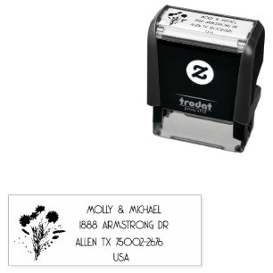 Carimbo Auto Entintado Thistle Scottish Floral Wedding Return Address