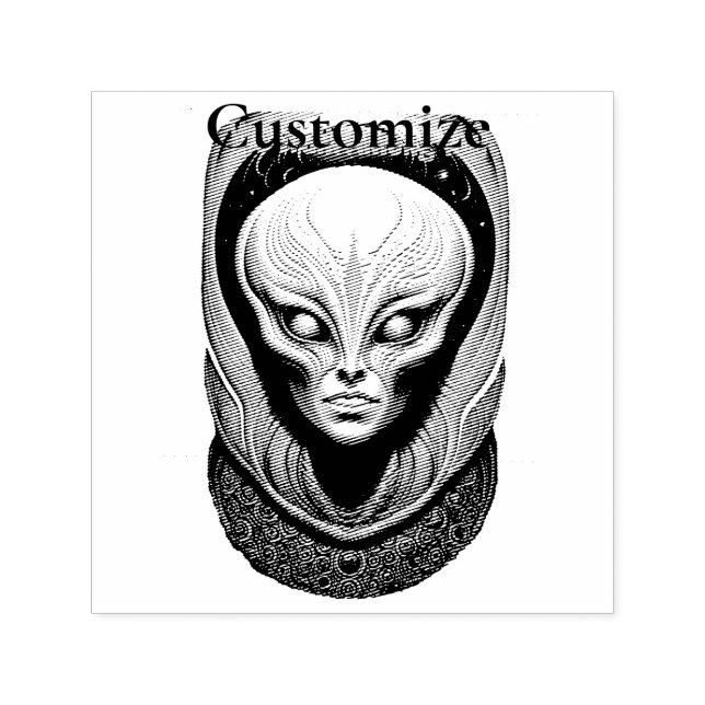 Carimbo Auto Entintado Thunder_Cove da Cabeça do Crânio da alienígena (Design)