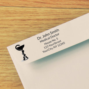 Carimbo Auto Entintado Tigela Médica Simples de Cobra de Higia Branco Pre