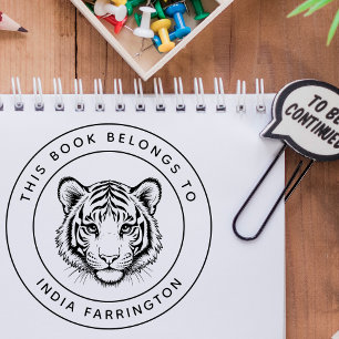 Carimbo Auto Entintado Tigre De Bebê Personalizado Este Livro Pertence Ao