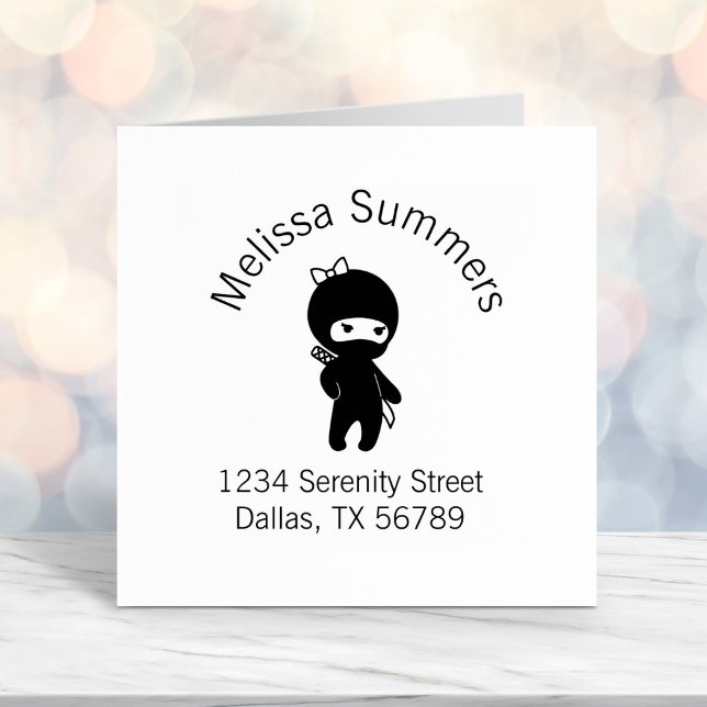 Carimbo Auto Entintado Tiny Ninja Girl Address (Criador carregado)