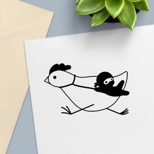 Carimbo Auto Entintado Tiny Ninja segurando frango em corrida