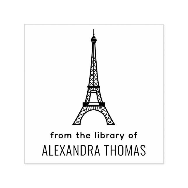 Carimbo Auto Entintado Torre Eiffel #2 “Da Biblioteca de” Nome (Design)