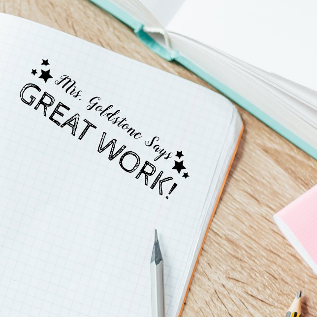 Carimbo Auto Entintado Trabalho de excelente | Professores personalizados (Criador carregado)