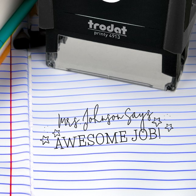 Carimbo Auto Entintado Trabalho Incrível Professor (Teacher Awesome Job Self-inking Stamp)