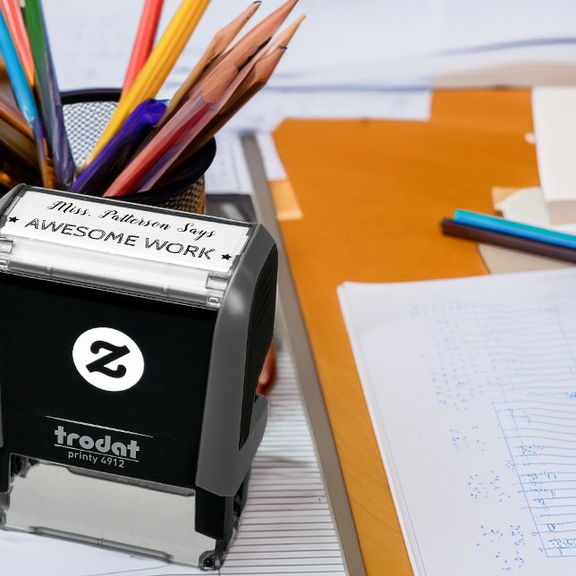 Carimbo Auto Entintado Trabalho Incrível | Professores Personalizados (Awesome Work | Personalized Teachers Self-inking Stamp)
